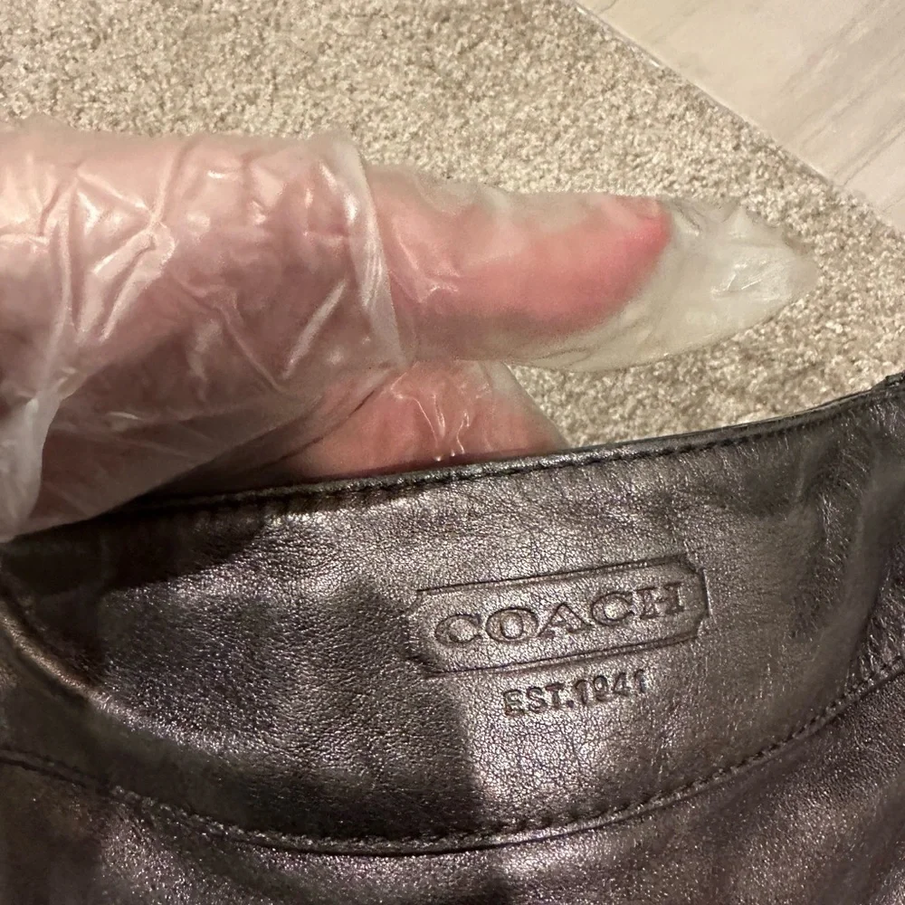 Coach Pewter Leather Zoe Hobo Handbag with purple lining - Picture 6 of 11